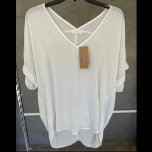 Never worn Lush sheer, oversized white blouse. Size: medium.